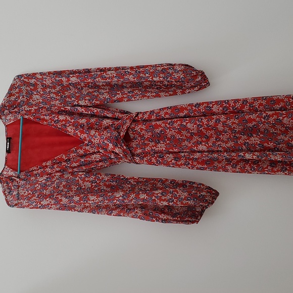 NICHOLAS Red Blossom Floral Top-Wrap Silk Maxi Dress - Picture 3 of 12